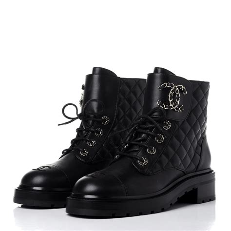 chanel lace up boots 2021|chanel quilted combat boots.